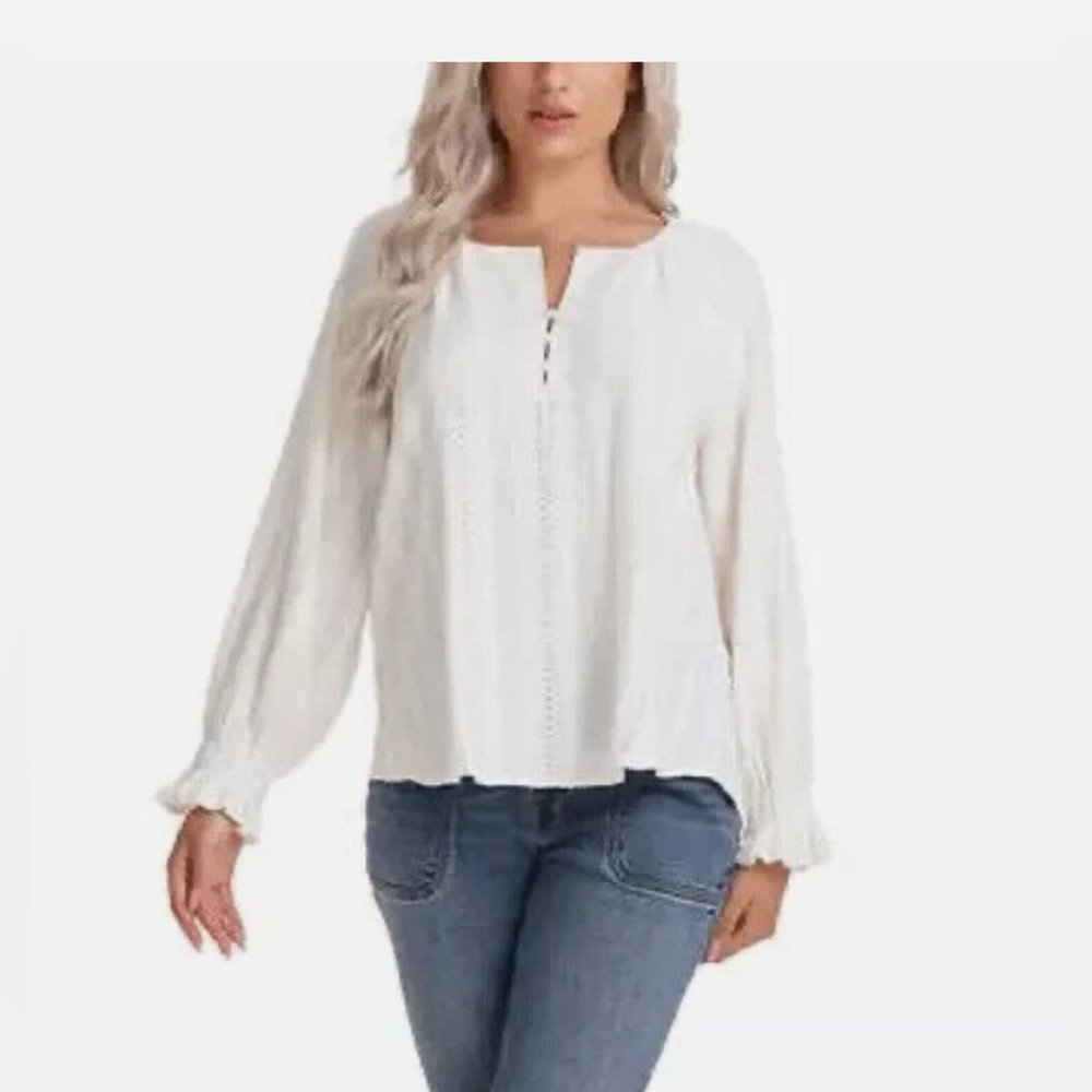 Frye Women's Textured Blouse, Salt Breeze